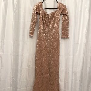 Rose gold sequin evening gown